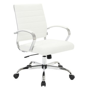 LeisureMod Benmar Mid-Back Office Chair, Leather Upholstery with Swivel, Tilt, and Chrome Base, Modern Desk Seating for Home Office or Conference Room - 1 of 4