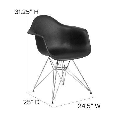 Sleek Black Polypropylene Accent Chair with Geometric Chrome Base