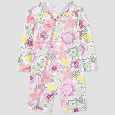 Image of Carter's Just One You® Baby Girls' Floral One Piece Rash Guard - Pink 6M