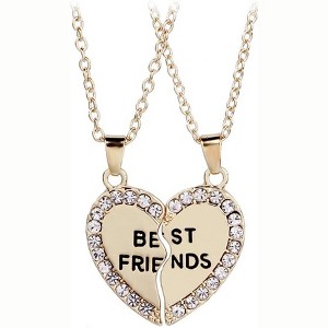 Best Friends Necklace for 2 Girls Bff Half Heart Shaped Necklaces for Women Bestie Gifts Match Necklace for Best Friends Female Friendship Necklace - 1 of 4