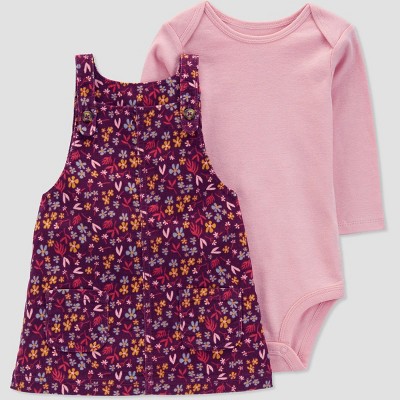 Image of Carter's Just One You® Baby Girls' Plum Floral Jumper Coordinate Set - Pink 9M
