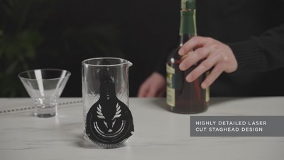 Black Titanium Staghead Stainless Steel Cocktail Strainer