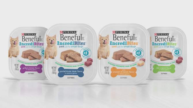 Beneful IncrediBities Pate Small Wet Dog Food with Filet Beef Flavor - 3.5oz, 2 of 8, play video