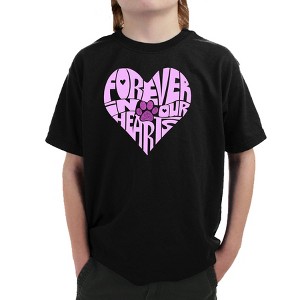 LA Pop Art Forever In Our Hearts - Boy's Word Art T-Shirt - 1 of 4