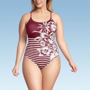 Lands' End Women's Chlorine Resistant Scoop Neck High Leg Tugless Tank Thin Strap One Piece Swimsuit Adjustable - 1 of 3