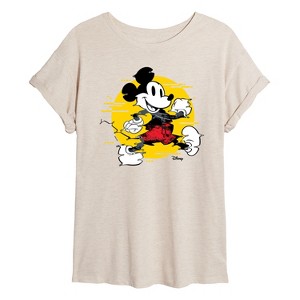 Women's - Disney - Mickey Spotlight Glitch Oversized Graphic T-Shirt - 1 of 4