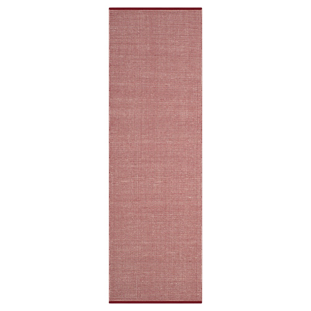 2'3inx8' Runner Ivory/Red Stripe Flatweave Woven - Safavieh