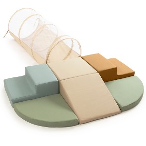 ZICOTO Fun Climbing Toy Set for Toddlers 1-3 - Includes Tunnel & PU Leather Climbing Blocks for Indoor Fun - Perfect Foam Play Gym for Babies & Kids - 1 of 4