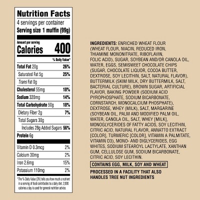 Chocolate Chip Muffins - 14oz/4ct - Favorite Day™