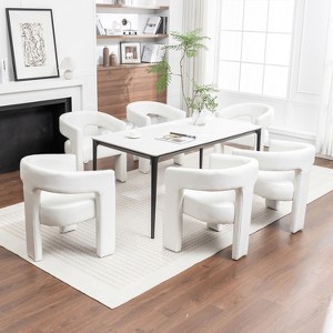 SEYNAR Modern Glam PU Leather Upholstered Dining Chair, Open-Back Accent Chair Set of 6 - 1 of 4