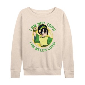 Women's - Avatar: The Last Airbender - Toph Melon Lord Lightweight French Terry Wide Neck Long Sleeve Shirt - 1 of 4