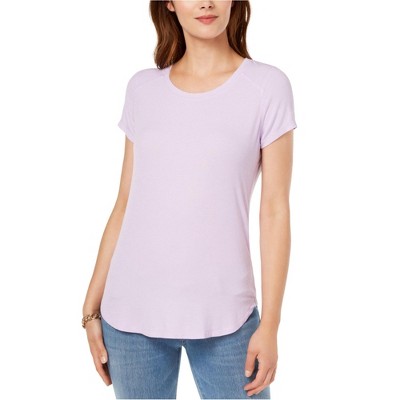 I.N.C International Concepts Womens Bloom Basic T-Shirt, Purple, Small