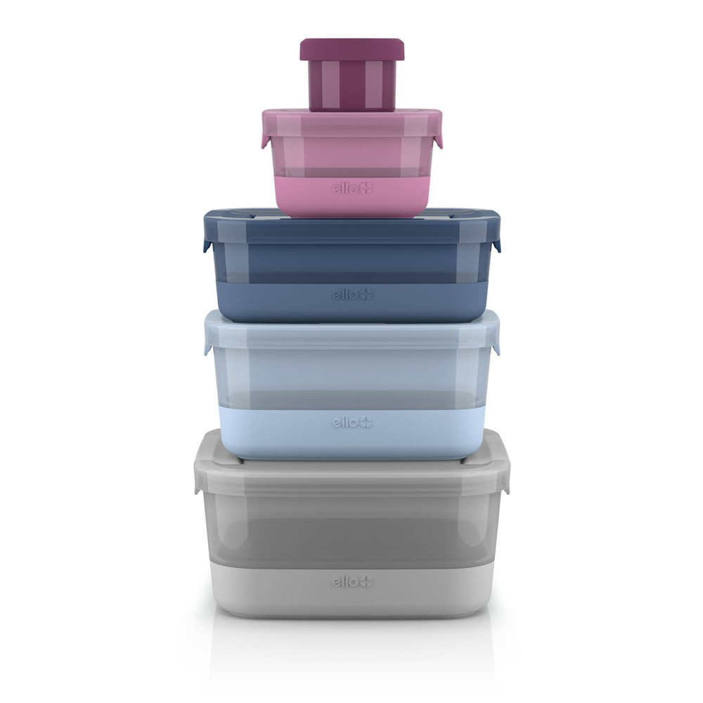 Photos - Food Container Ello 10pc Plastic Food Storage Container Set with Skid Free Soft Base