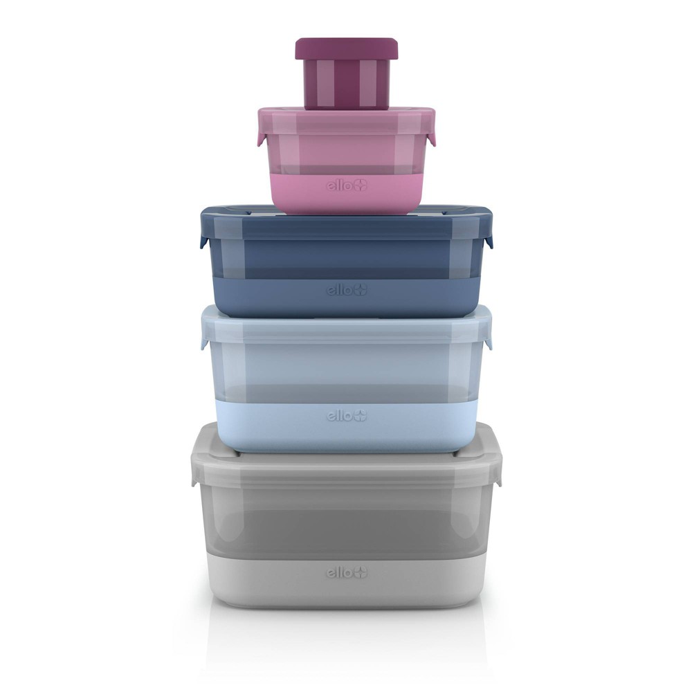 Photos - Food Container Ello 10pc Plastic Food Storage Container Set with Skid Free Soft Base: Multicolored, Dishwasher-Safe, 5 Containers with Lids