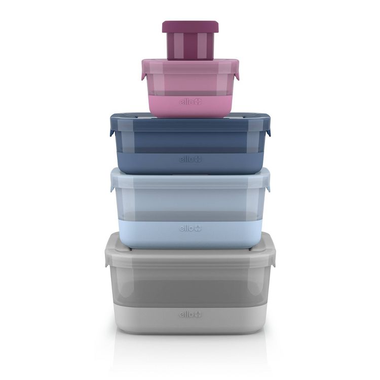 Ello 10pc Plastic Food Storage Container Set with Skid Free Soft Base ...
