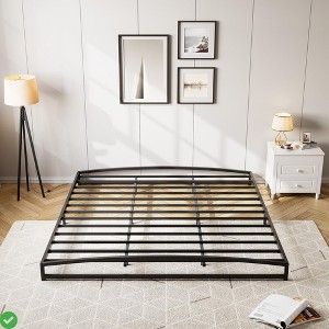 Metal Platform California King/King/Full Size Bed Frames 6 Inch Low Bed Frame w/ Arch Accent Sturdy Structure - 1 of 4