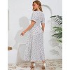 Clearlove Women's Floral Print V-Neck Ruffle Short-Sleeved Waist tie Dress Maxi Dress - 4 of 4