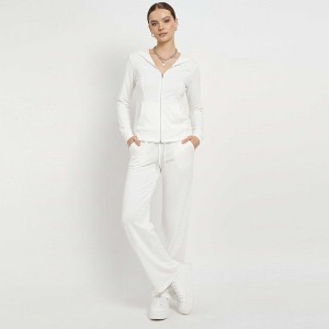 Cherie Code Women’s Hooded Zip‑Front Jacket & Wide‑Leg Pant Set – Long Sleeve Lounge Two‑Piece in Grey - 1 of 4