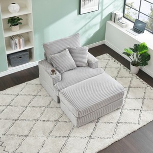 NicBex Modern Corduroy Accent Chair, Living Room Chairs with Ottoman Set, Lounge Chair with Cup Holder Modular Single Sofa for Living Room, Office - 1 of 4