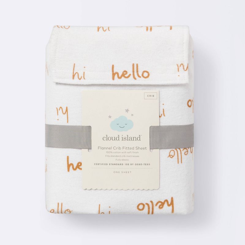 Flannel Fitted Crib Sheet Hello Script - Cloud Island&#8482;, 6 of 7