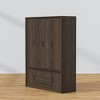 Famapy Modern Minimalist/Vintage Industrial 6-Door Wardrobe,Armoire with 2 Drawers,Hanging Rod,Bedroom & Closet Storage Center,White/Brown - 2 of 4