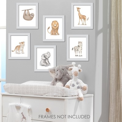 Watercolor Jungle Animals Unframed Nursery Wall Art Set