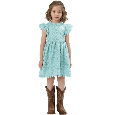 2Bunnies Lace Pom Pom Trim Girl Dress