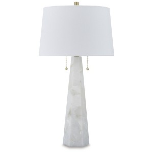 Signature Design by Ashley Laurellen Modern White Alabaster Table Lamp with Dual Lights - 1 of 4