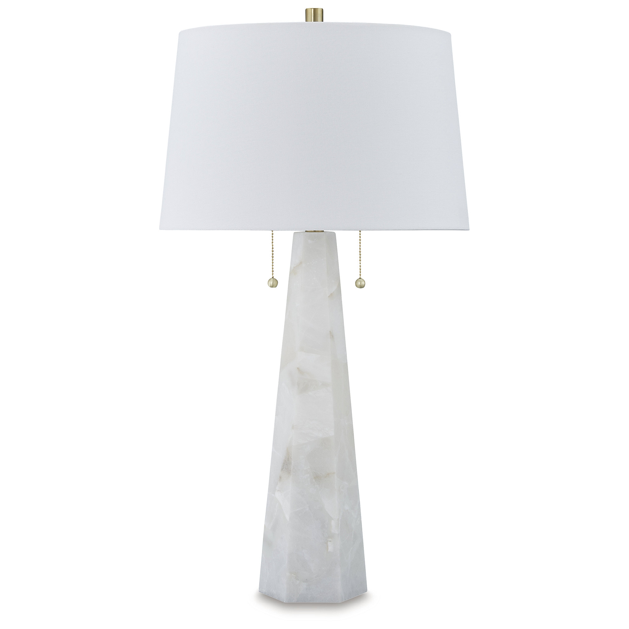 Signature Design by Ashley Laurellen Modern White Alabaster Table Lamp with Dual Lights