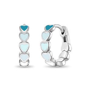 Girls' Heart Cascade Huggie Hoop Sterling Silver Earrings - In Season Jewelry - 1 of 4