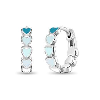 Girls' Heart Cascade Huggie Hoop Sterling Silver Earrings - In Season Jewelry