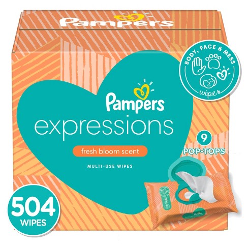 Pampers Expressisons Fresh Bloom Scented 56 Count 1X Pop-Top Pack Baby Wipes 
