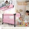 JOYMOR Baby Bedside Bassinet, Baby Bassinet, Pack n Play Convert Playpen, Quick Foldable Travel Bed, Wheels & Brake, Carry Bag for Boys Girls (Pink) - 2 of 4