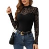 Women's Mesh Panel Long Sleeve Shirt Round Neck Fitted Top Casual Slim Fit Basic Tee - 4 of 4