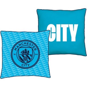 Manchester City FC Character World Official Blue Reversible 2 Sided Cushion (16 x 16 Inches) - 1 of 4
