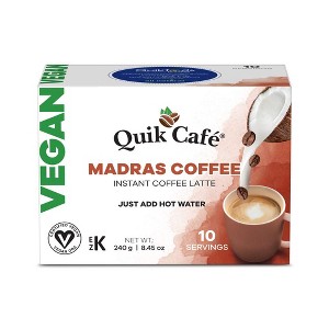 Quik Cafe Vegan Instant Coffee Latte - 10 Count Single Box - Convenient, Easy Dairy Free Alternative - All Natural Non GMO - 1 of 4
