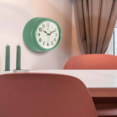 Green Plastic 9.5" Silent Movement Wall Clock