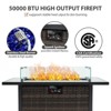 Kumasinova 44" Propane Gas Fire Pit Table for Outdoor Use,50000 BTU Patio Fireplace with Stainless Steel Burner and Glass Wind Shield,Black/Brown - 4 of 4