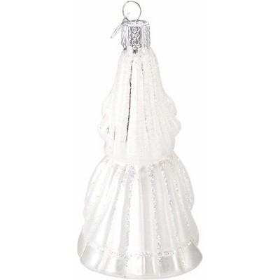 Hand-Painted Glass Brunette Bride Ornament with Bouquet
