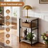 3-Tier Metal End Table - Tall Narrow Side Table with Storage Shelf for Living Room, Bedroom & Bathroom - 3 of 4