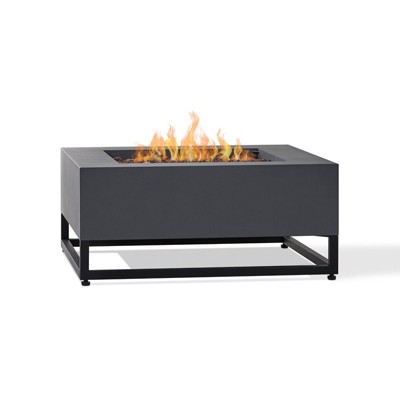 Blake 36" Square Steel Propane or Natural Gas Fire Pit Table in Weathered Slate by Real Flame