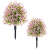 1.97FT Artificial Trees W/Ground Spike Set Of 2, Weather-Resistant Faux Shrubs Bushes Potted Plants W/Flowers For Outdoor Indoor Front Porch Garden - 3 of 4