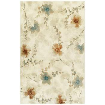 Modern Floral Indoor Scatter Accent Rug, 2' x 3', Stone - Blue Nile Mills
