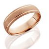 Pompeii3 14K Rose Gold Mens Brushed Double Line Wedding Band 6mm Wide Ring - 2 of 4