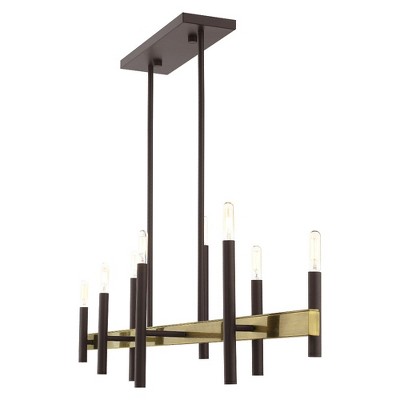 Denmark 8-Light Bronze and Brass Linear Chandelier