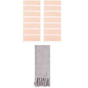 REGALWOVEN 3 Packs Striped and Solid Absorbent Soft Cotton Hand Towel for Bathroom - 1 of 4