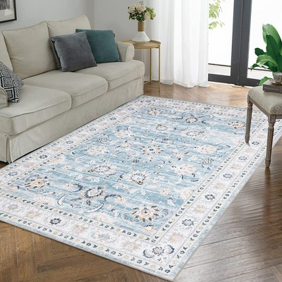Boho Rustic Area Rugs for Living Room Washable Rug Floral Bedroom Decor Rug