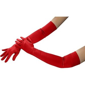 4E’s Novelty Red Satin Gloves - 21" Elbow Length Red Gloves Ideal for 1920s Flapper Costume, Opera Gloves, Long Gloves Women Formal Evening Wear - 1 of 4