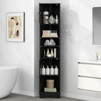NicBex Bathroom Storage Cabinet,66.9 inch High Floor Coner Cabinet with 2 Doors and Adjustable Shelves for Bathroom