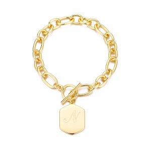 Adornia 14k Gold Plated Monogram Initial Chunky Toggle Bracelet - 1 of 1